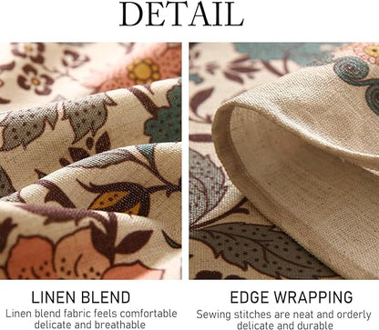 Designer Boho Floral Table Cloth for Rectangle Table,Linen Lotus Flower Pattern Colorful Tablecloth,Durable Decor Tablecloths for Dining Thanksgiving Kitchen Christmas,55"*79"-Hazel A