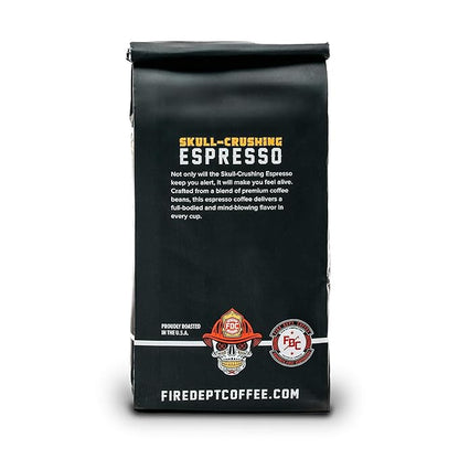 Fire Department Coffee - Gives Back to Firefighters - Full-Bodied & Bold Skull Crushing Espresso Beans - Roasted in the USA - Premium Whole Bean Coffee - Veteran Owned - 12 oz