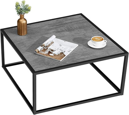 SAYGOER Small Coffee Table Square Modern Coffee Tables for Small Space Low Center Table for Living Room Office, Wood Top with Metal Frames, Easy Assembly, Gray Wood