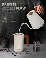Load image into Gallery viewer, POLIVIAR Electric Gooseneck Kettle, 1350W Electric Tea Kettle Wood Pattern Handle, 34oz Pour Over Electric Kettle for Coffee &amp; Tea, 18/8 Stainless Steel Inner, Temperature Control &amp; Rapid Heating