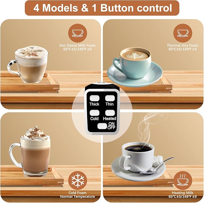 Milk Frother, 4 in 1 Milk Electric Milk Steamer, 500W 11.8oz/350ml Automatic Warm and Cold Foam Maker for Coffee,Latte, Cappuccino, Macchiato, Hot Chocolate, Silent Operation, Black