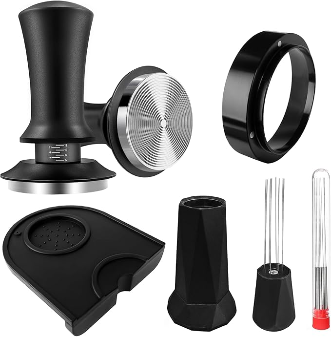 51mm Espresso Accessories Kit, Espresso Tamper Set, 51mm Spring Loaded Calibrated Tamper with WDT Tool, Espresso Dosing Funnel, Tamper Mat, Espresso Machine Accessories Kit for Barista