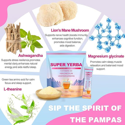 Super Yerba Mate Instant Powder Variety Pack - Citrus, Lemon & Grapefruit Flavors | 30 Servings Each | Energy Boost, Mental Clarity, Gut Health & Satiety | Prebiotics, Probiotics, Hot & Cold Brew, Portable (Citrus)