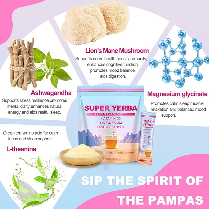 Super Yerba Mate Instant Powder Variety Pack - Citrus, Lemon & Grapefruit Flavors | 30 Servings Each | Energy Boost, Mental Clarity, Gut Health & Satiety | Prebiotics, Probiotics, Hot & Cold Brew, Portable (Citrus)