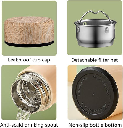 15oz Water Bottle Stainless Steel Thermos Flask - Insulated Vacuum, Leak Proof, Keeps Drinks Hot/Cold - Ideal for Coffee, Tea, Water - Green