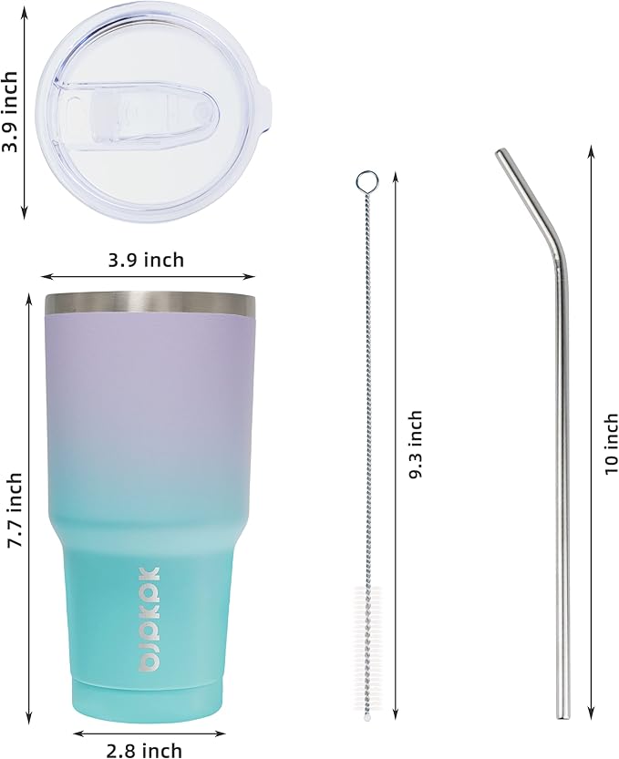 BJPKPK 30oz Tumbler Stainless Steel Double Wall Vacuum Insulated Mug with Straw and Lid for Women and Men,Lavender Green