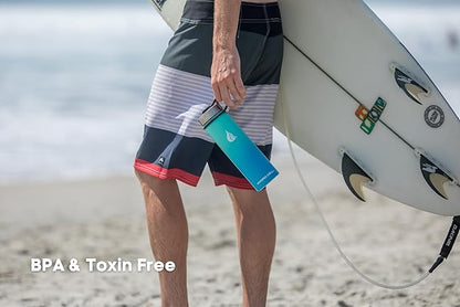 HYDRO CELL Stainless Steel Insulated Water Bottle with Straw - For Cold & Hot Drinks - Metal Vacuum Flask with Screw Cap and Modern Leakproof Sport Thermos for Adults (Teal/Blue 24oz)