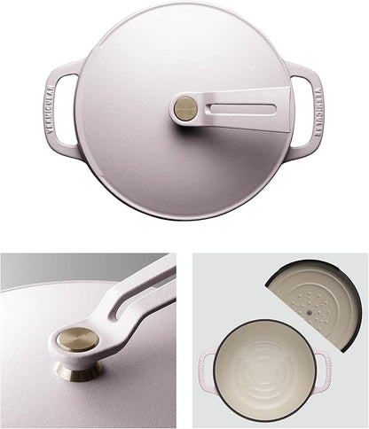 Vermicular Oven Pot 2.0 | Lightweight Enameled Cast Iron Pot | 18cm (2 Qt) | Non-Toxic | Induction-compatible | Dutch Oven | Made in Japan | Matte Himalayan Pink