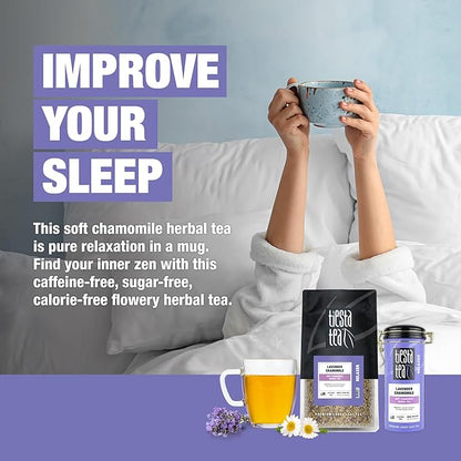 Tiesta Tea - Lavender Chamomile, Loose Leaf, Soft Chamomile Herbal Tea, Premium Non-Caffeinated Blend, Make Hot or Iced & Brews Up to 250 Cups, 8oz Bulk Pouch & 2oz Refillable Tin Combo