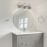 Load image into Gallery viewer, GLOBE Electric Sydney 5-Piece Bathroom Set, Matte Gray and Chrome, 3-Light Vanity Light, Towel Bar, Towel Ring, Robe Hook, Toilet Paper Holder