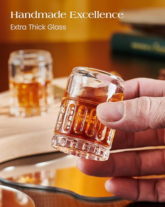 Kollea Father’s Day Shot Glasses, Flash Hider Shaped Clear Shot Glasses Set of 4 with Heavy Base, Shot Cups for Whiskey, Tequila, 21st Birthday Gifts for Men Dad, Military Fan, Men Cave Decor, 1.35 Oz