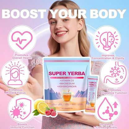 Super Yerba Mate Instant Powder Variety Pack - Citrus, Lemon & Grapefruit Flavors | 30 Servings Each | Energy Boost, Mental Clarity, Gut Health & Satiety | Prebiotics, Probiotics, Hot & Cold Brew, Portable (Citrus)