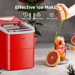 Load image into Gallery viewer, Silonn Ice Makers Countertop, Self-Cleaning Ice Machine 9 Cubes Ready in 6 Mins, 2 Sizes of Bullet Ice for Home Kitchen Office Bar Party, Red