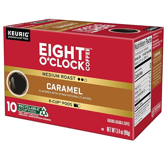 Eight O'Clock Coffee Caramel, Keurig Single-Serve K-Cup Pods, Flavored Coffee, 60 Count (6 Packs of 10)