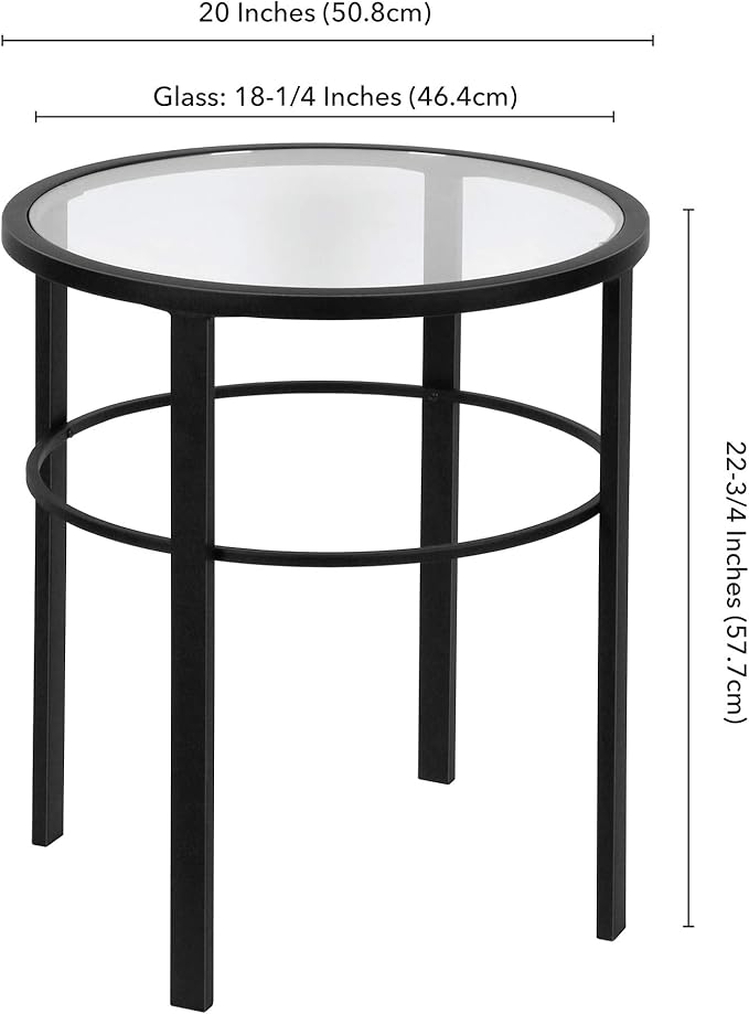 Henn&Hart 20" Wide Round Side Table in Blackened Bronze, Table for Living Room, Bedroom