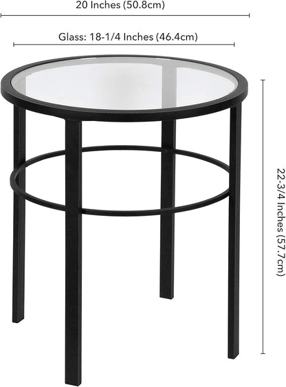 Henn&Hart 20" Wide Round Side Table in Blackened Bronze, Table for Living Room, Bedroom