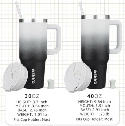 BJPKPK Insulated Tumblers With Handle And Straw 40 oz Stainless Steel Tumbler Cups With Lid,Day And Night