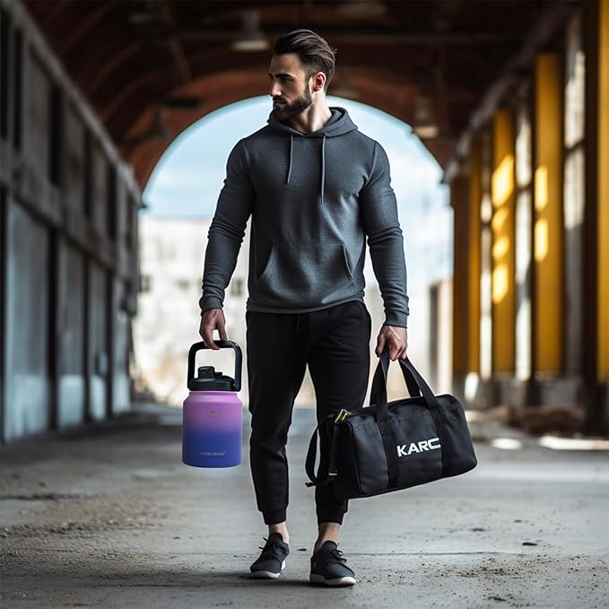 NATURE PIONEOR Insulated Water Bottles with Strap Pouch - 84 oz Stainless Steel Vacuum Bottle with Holder/Carrier/Sleeve - 18/8 Food Grade 84oz Water Jug