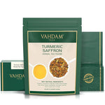Load image into Gallery viewer, VAHDAM, Turmeric Saffron Herbal Tea Loose Leaf 100g (50 Cups, 3.5oz) Blend Of Turmeric Tea, Saffron Tea &amp; Fresh Spices | Whole Loose-Leaf Tisane | Vacuum Sealed for Freshness