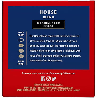 Community Coffee House Blend 12 Count Coffee Pods, Medium-Dark Roast, Compatible with Keurig 2.0 K-Cup Brewers, Box of 12 Pods (Pack of 2)