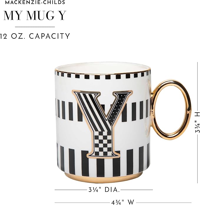 MACKENZIE-CHILDS My Mug, Decorative Ceramic Coffee Mug with Handle, Y