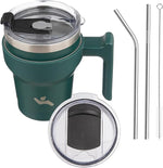 Load image into Gallery viewer, 10 oz Tumbler with Handle and 2 Straw 2 Lid, Insulated Water Bottle Stainless Steel Vacuum Cup Reusable Travel Mug,Army Green