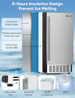 Load image into Gallery viewer, Coolski 130Lbs/ Day Under Counter Ice Maker Machine, Stainless Steel Built-in Freestanding Ice Maker with 30LBS Ice Storage, Perfect for Commercial &amp; Home Use, 15 Inch Wide