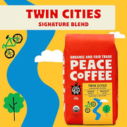 Peace Coffee Twin Cities Blend | 20 oz Whole Bean Dark Roast | Organic Fair Trade | Smooth, Inviting Flavor | Shade Grown, Fresh Roasted