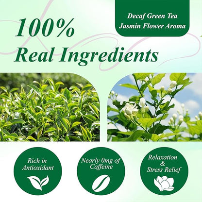 WT WEETEE Decaf Jasmine Green Tea Bags 100 Count, CO2 Decaffeinated Green Tea Infused with Jasmine Aroma | Resealable Kraft Bag | Brew Hot or Iced