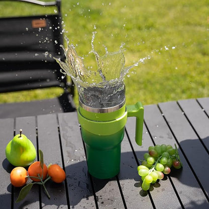 BJPKPK Tumbler With Handle 40 oz Stainless Steel Double Wall Insulated Tumbler Cups With Lid And Straw,Lavender Green