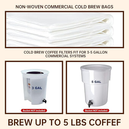 50 Pcs Commercial Cold Brew Coffee Filters,20" x 20" Commercial Cold Brew Bags For Commercial Model Cold Brew Coffee Makers and 5-Gallon Commercial Systems,with Drawstring,Brew Up To 5 LBS Coffee