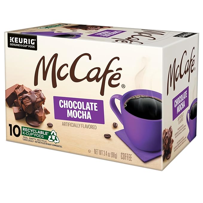 McCafe Chocolate Mocha, Single Serve Coffee Keurig K-Cup Pods, Flavored Coffee, 60 Count, (6 Packs of 10)