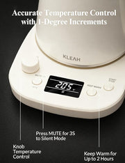 KLEAH Gooseneck Electric Kettle with Temperature Control - 0.8L Automatic Shut Off Tea & Coffee Kettle, Hot Water Boiler Pour Over Coffee Kettle, 1200W Quick Heating Keep Warm, Bone White