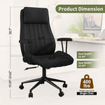 Load image into Gallery viewer, Plus Size Leather Desk Chair, Vintage Executive Office Chair with Wheels and Arms, Height Adjustable Mid Century Desk Chair (Black)