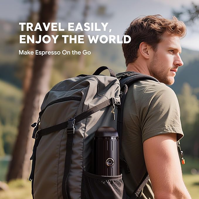 Portable Electric Espresso Machine, Travel Coffee Maker for Camping, Car Self-Heating Coffee Machine with USB-C, Compatible With NS Capsules & Ground Coffee, Portable Coffee Maker for Hiking,RV,Office