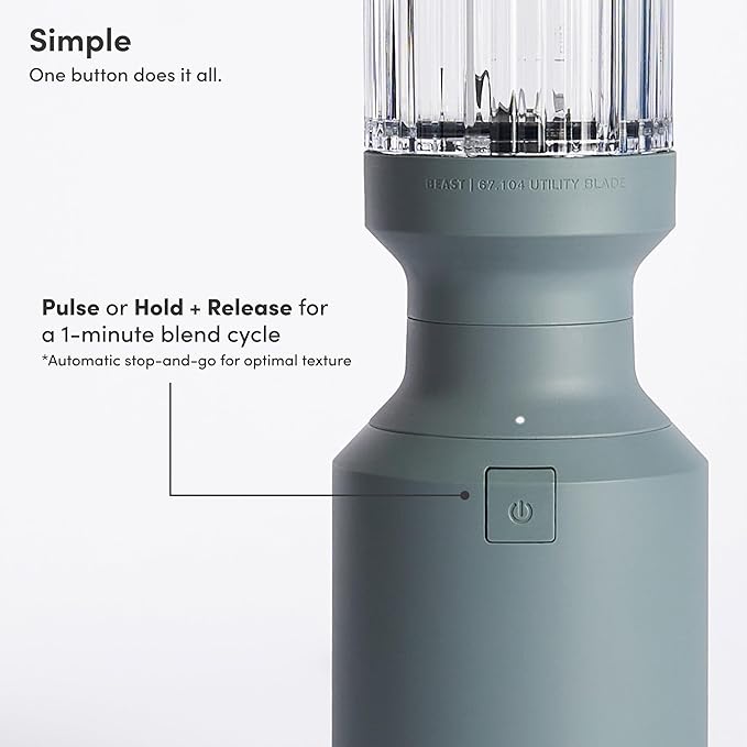 Beast Mighty 850 Plus | Premium Compact Personal Blender | Smoothies, Shakes, Dressings, Sauces | Blends Ice and Frozen Fruit | New XL Vessel | Extra Vessels, Lids and Straws | 850W (Mist)