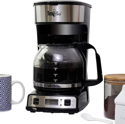 Total Chef Drip Coffee Maker – 12 Cup Programmable Cafe Machine With Glass Pot, Regular & Bold Brew, Autoshut Off Large Water Reservoir, Reusable Filter, Kitchen Appliances For Cafeteria Barista