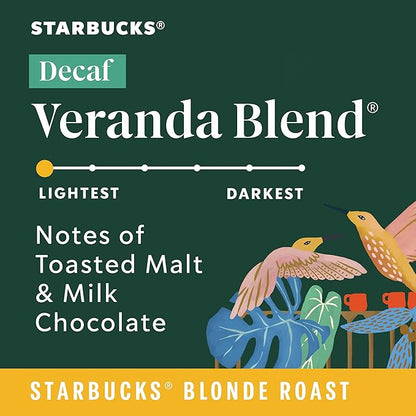 Starbucks K-Cup Coffee Pods, Starbucks Blonde Roast Coffee, Decaf Veranda Blend, 100% Arabica, 6 boxes (60 pods total)