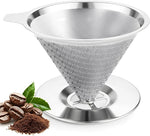 Load image into Gallery viewer, Pour Over Coffee Maker 1-4 Cup, V60 Pour Over, 18/10 Stainless Steel Laser Coffee Dripper, Fine Mesh Double Layer Metal Cone Filter, Colador De Cafe