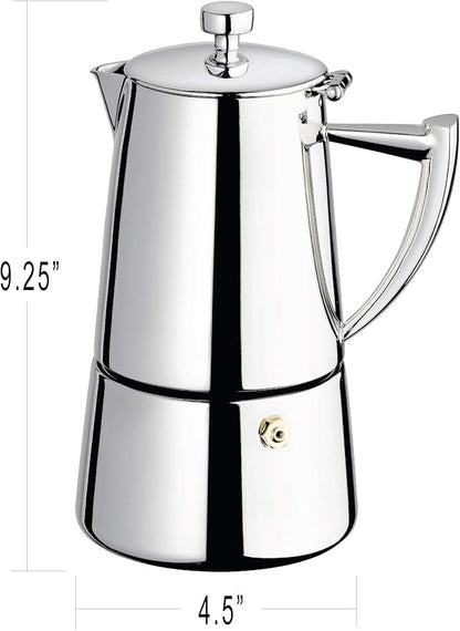 Cuisinox COF-10R Roma 10-Cup Stainless Steel Stovetop Moka Espresso Maker