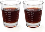 Load image into Gallery viewer, Shot Glasses Measuring cup Liquid Heavy Glass Wine Glass Espresso Shot Glass 26-Incremental Measurement 1 OZ 4 Features 45ML (2 pack-white 30ml)