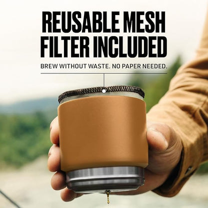 Nest Pour Over Coffee Kit | Coffee Maker for Camping | All-In-One Travel Pour Over | Transportable Dripper, Two 10oz Stainless Steel Travel Mugs | Compact Storage & Adventure Ready | Sahara