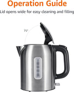 Load image into Gallery viewer, Amazon Basics 1.1Qt (1L) Electric Kettle, Tea Kettle &amp; Water Boiler, with Auto Shut-Off, Boil Dry Protection, High-Safety Strix Thermostat, BPA-Free, 1500W, Stainless Steel, New Model, Black &amp; Silver