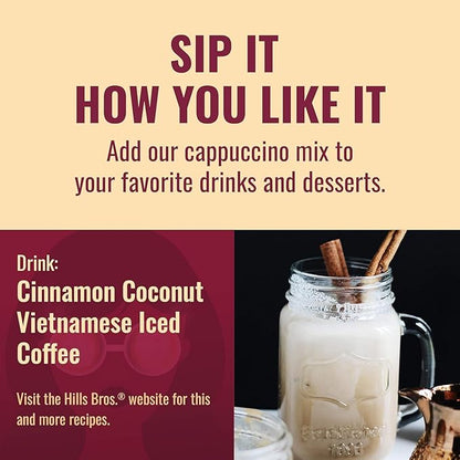 Hills Bros. Instant Cappuccino Mix, English Toffee (16 Oz, Pack of 1) – Convenient and Versatile, Instant Hot or Iced Coffee, Frothy & Rich English Toffee Flavor - Just Add Water