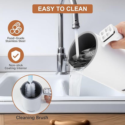 Milk Frother, 4 in 1 Milk Electric Milk Steamer, 500W 11.8oz/350ml Automatic Warm and Cold Foam Maker for Coffee,Latte, Cappuccino, Macchiato, Hot Chocolate, Silent Operation, White