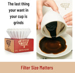 Load image into Gallery viewer, Big Joe® Large Coffee Filters (500 Count) - Tall Walled Commercial Coffee Filters (4 ¼ Inch base, 2 ¾ Inch Walls, 9 ¾ Inch Laying Flat) - Compatible with BUNN and 12-Cup Home &amp; Commercial Machines
