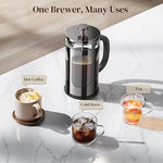 Load image into Gallery viewer, Veken French Press Coffee Maker 34oz 1 L, Heat Resistant Thickened Borosilicate Glass, No Plastic Touching Cafe, Stainless Steel Brewer,Cold Brew Cafetera Teapot for Kitchen Travel Camping,Dark Pewter