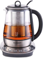 Load image into Gallery viewer, BUYDEEM K2423 Tea Maker, 316 Stainless Steel &amp; Heat Resistant DURAN Glass Electric Kettle, Removable Infuser, Auto Keep Warm, 1.2L