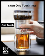 Load image into Gallery viewer, ZENS Modern Glass Tea Infuser Teapot, Smart One Touch Tea Maker for Loose Tea Diffusers with Insulated Mug and Portable Tea Kits, Cool Gongfu Tea Pot for Black Tea Lover Gifts