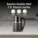 Load image into Gallery viewer, Epsilon Electric Kettle 1100W - 1.7L, Electric Tea Kettle with Boil Dry Protection and Auto Shut-Off, Fast Boil Electric Tea Kettle, Double Wall Stainless Steel, Removable Top and BPA Free